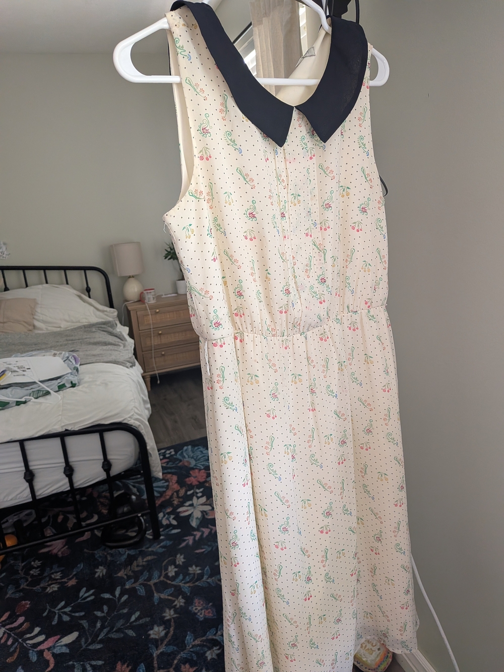 DownEast Cream and Black Dress with Contrasting Collar